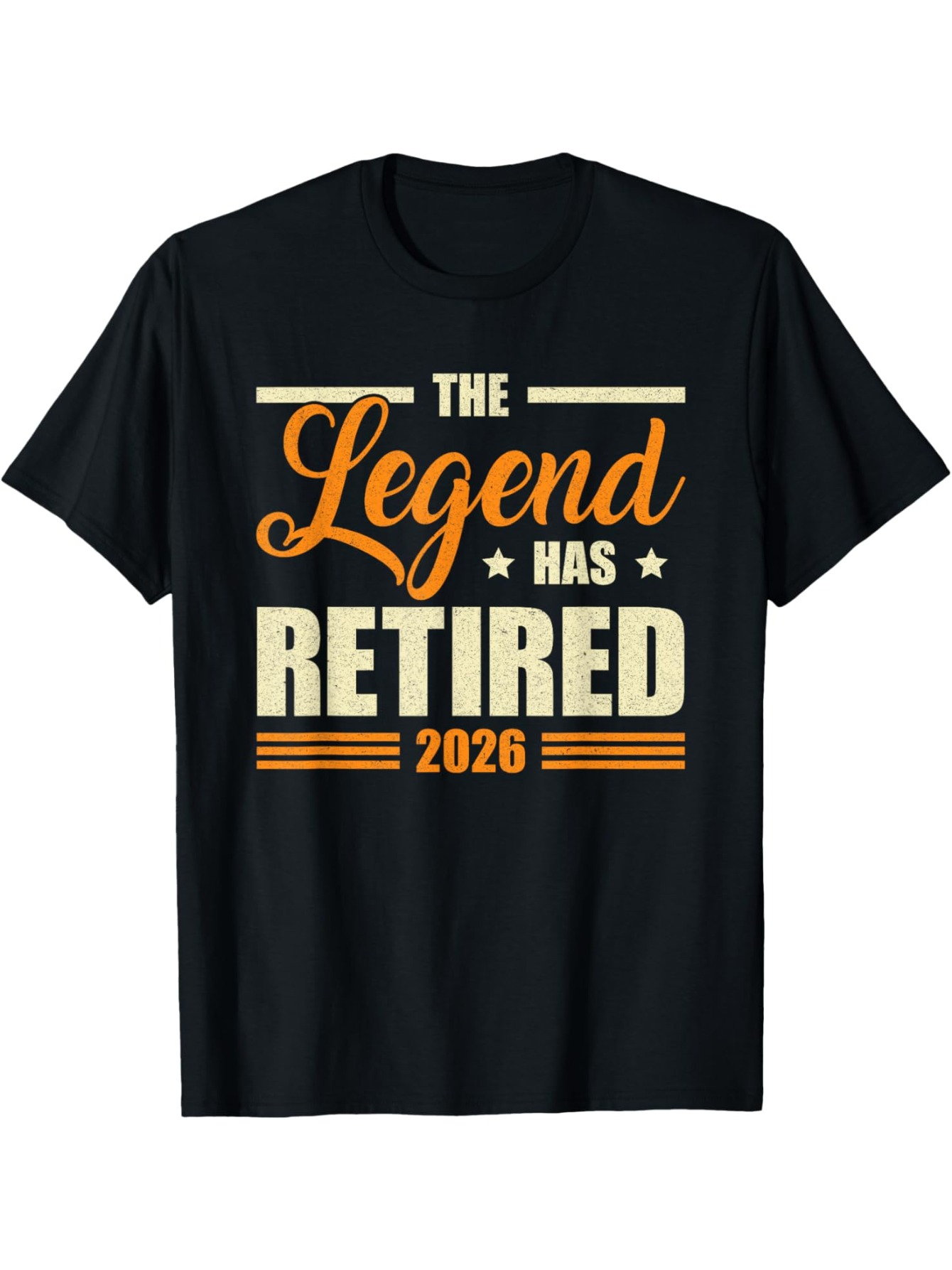 Men's Graphic T-Shirt The Legend Has Retired 2026 Bold Lettering Among Stars On Black Shirt