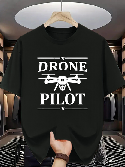 Men's Graphic T-Shirt Drone Pilot With Mechanical Details And Bold Modern Drone