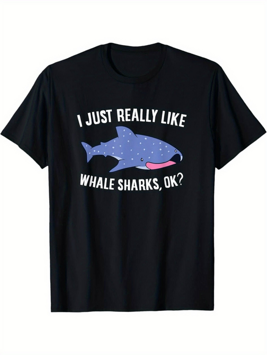 Men's Graphic T-Shirt I Just Really Like Whale Sharks With Colorful Dots Design Whale Shark