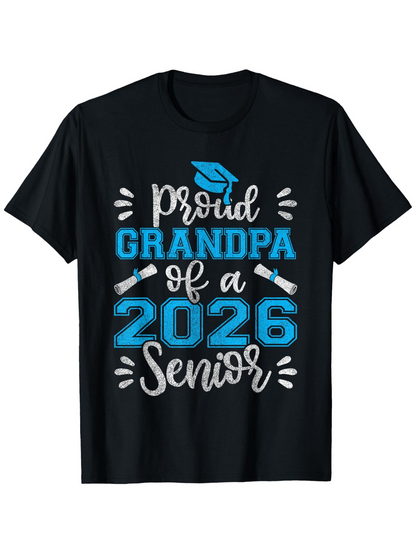 Men's Graphic T-Shirt Proud Grandpa Of A 2026 Senior Blue Cap Design Graduation Shirt