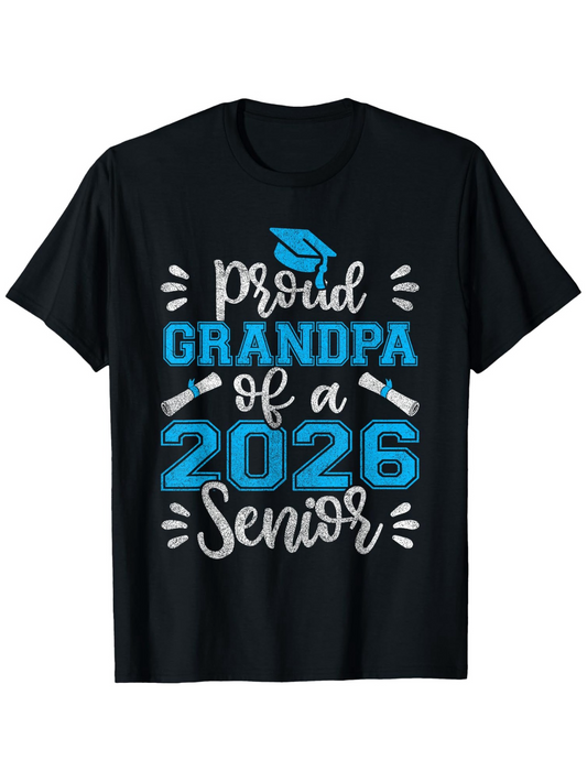 Men's Graphic T-Shirt Proud Grandpa Of A 2026 Senior Blue Cap Design Graduation Shirt