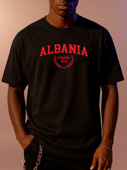 Men's Graphic T-Shirt Albania Tirana With Classic Wreath And Block Letters Typography