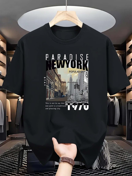 Men's Graphic T-Shirt Paradise New York Urban Street Scene Artistic Photo T Shirt