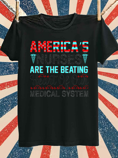 Men's Graphic T-Shirt Americas Are The Beating Medical System Black Short Sleeve T Shirt