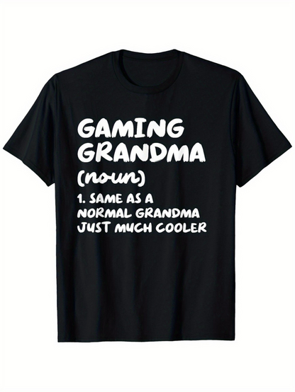Men's Graphic T-Shirt Gaming Grandma Bold White Text On Classic Black T Shirt