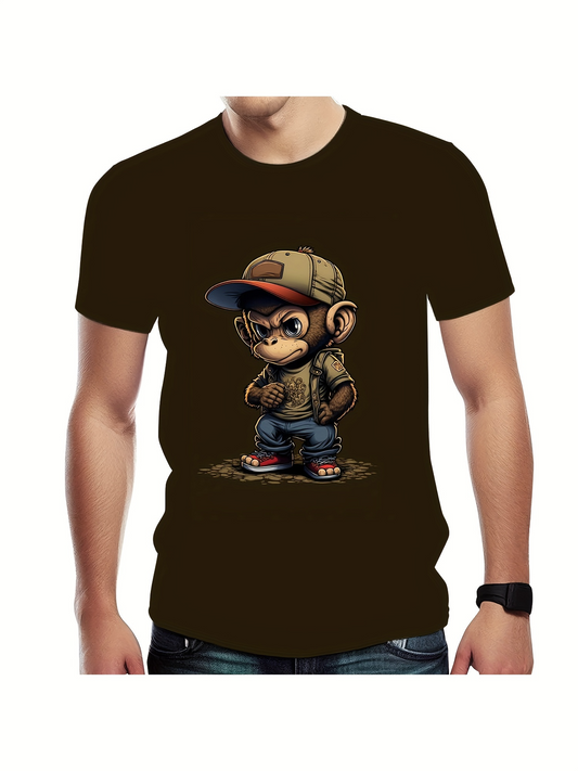 Men's Graphic T-Shirt Urban Hip Hop Style Monkey In Cool Outfit