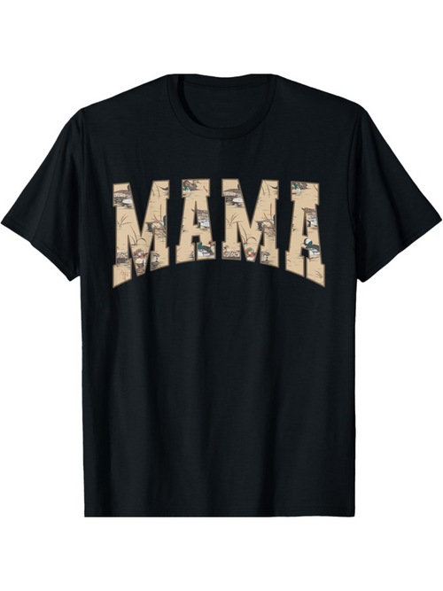 Men's Graphic T-Shirt Playful Collage With Cartoon Animals Inside Large Block Letters Mama