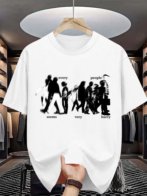 Men's Graphic T-Shirt Every People Seems Very Busy City Silhouettes Walking Crowd