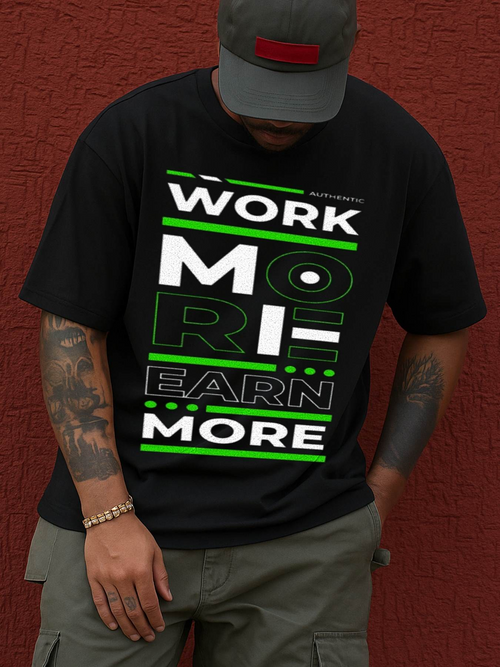 Men's Graphic T-Shirt Work Earn Ambitious Graphic With Green Accent More