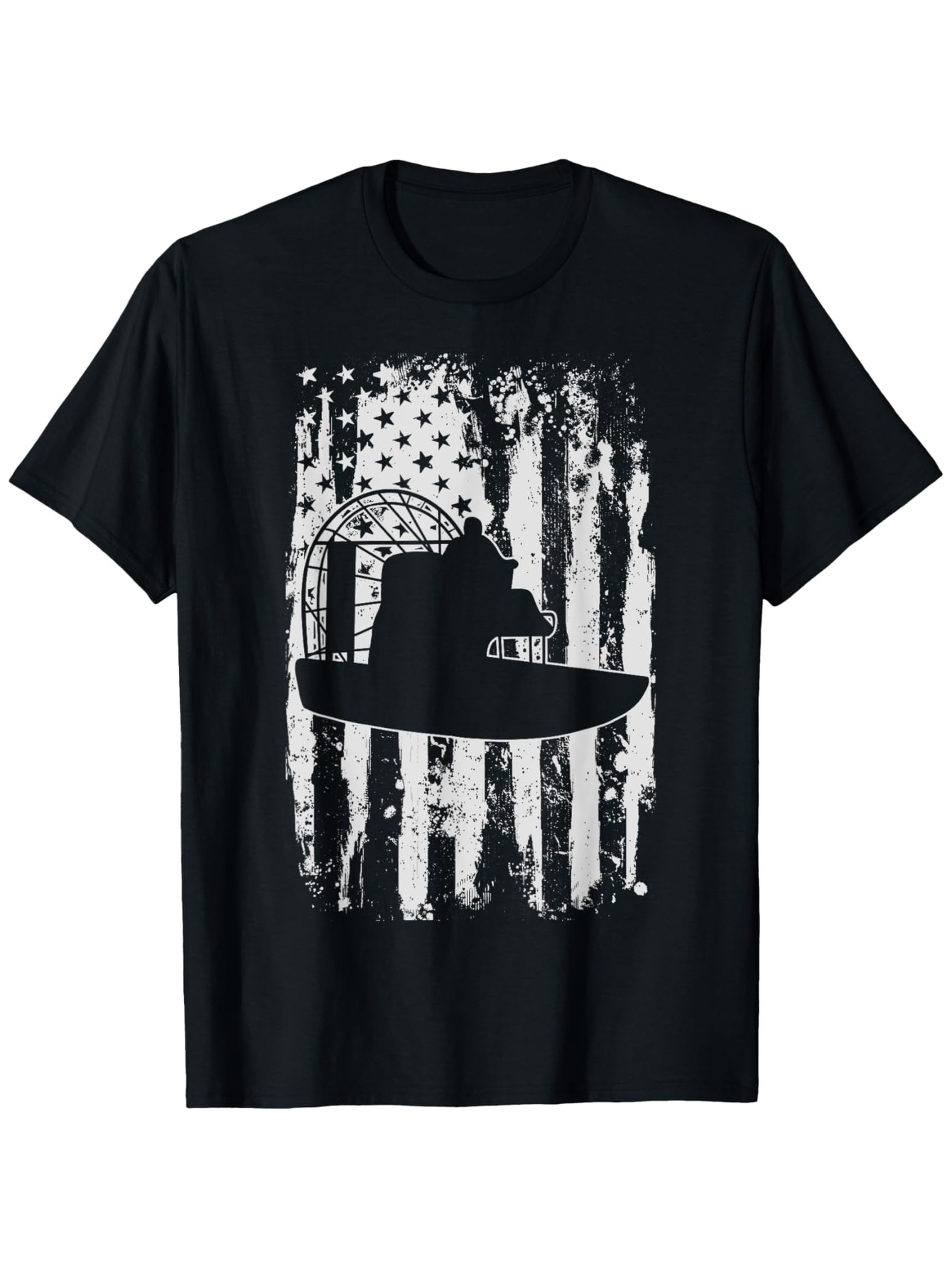 Men's Graphic T-Shirt Weathered American Flag Tribute With Shadowy Submarine Silhouette Under Grunge Texture Submarine