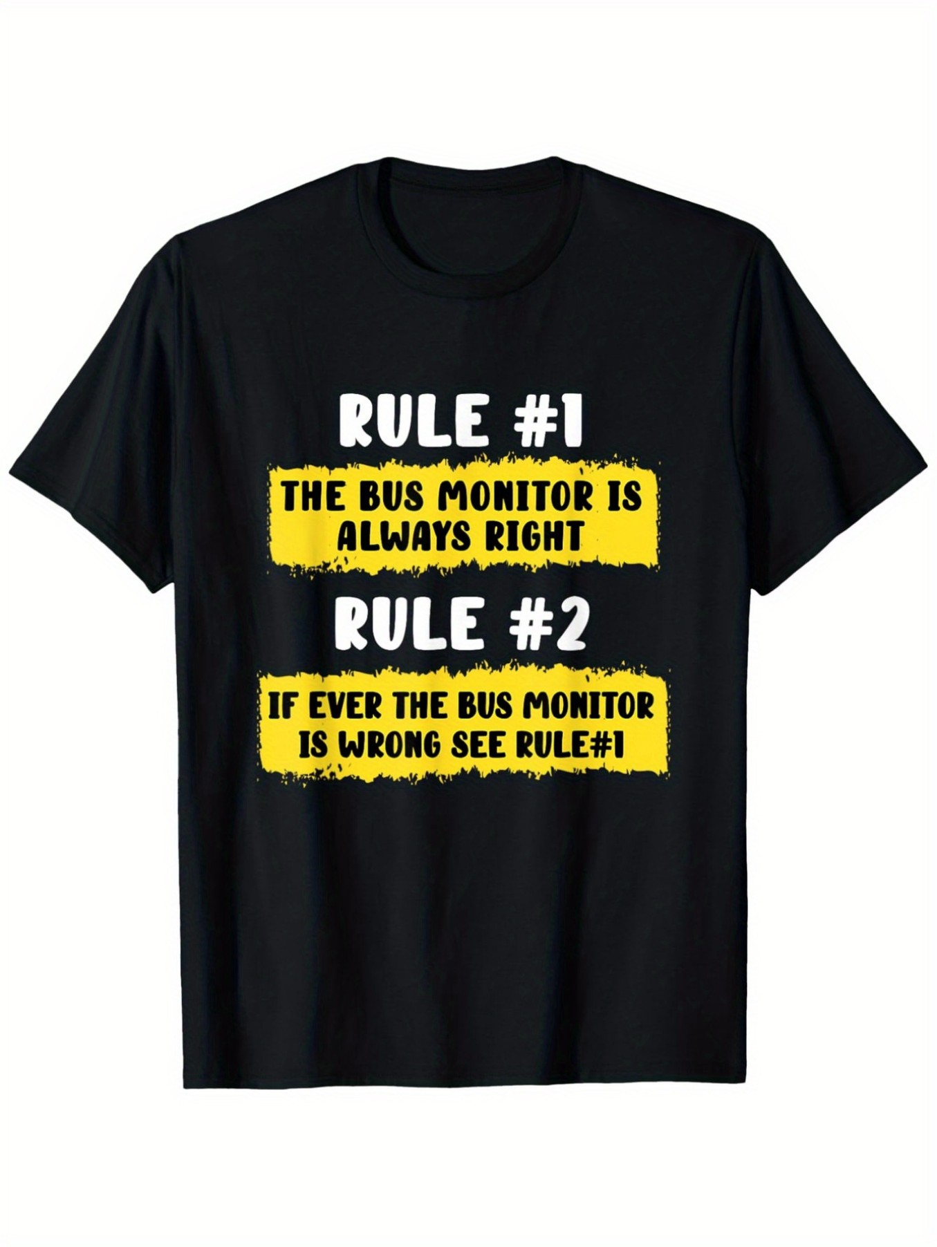 Men's Graphic T-Shirt Rule Number One And Two Printed With Yellow Warning Signs