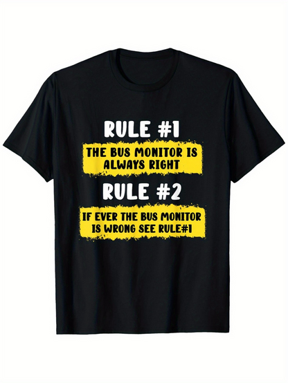 Men's Graphic T-Shirt Rule Number One And Two Printed With Yellow Warning Signs