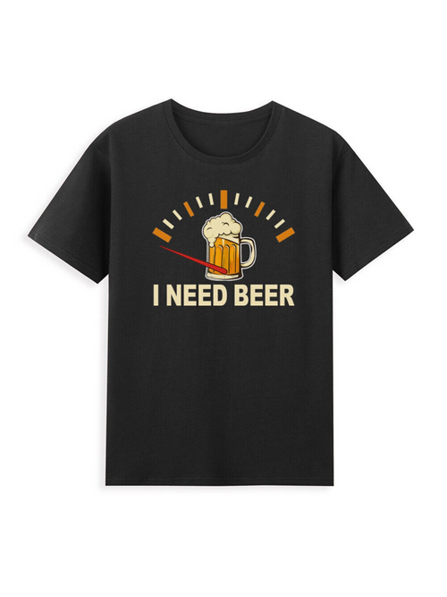 Men's Graphic T-Shirt I Need Beer With Cartoon Speedometer And Beer Mug Graphic