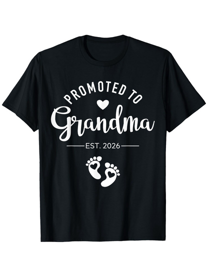Men's Graphic T-Shirt Promoted To Grandma With Baby Footprints And Heart Motif T Shirt