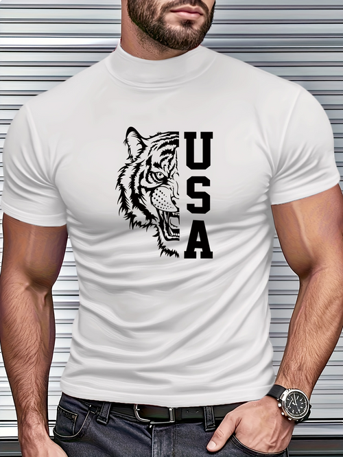 Men's Graphic T-Shirt USA Wild Roaring Jungle Tiger Graphic Design