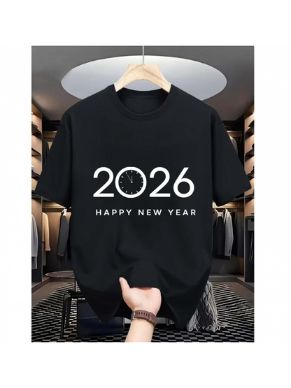 Men's Graphic T-Shirt Happy New Year Modern Countdown Clock With Minimalist Festive Font Design Shirt
