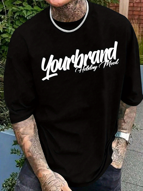 Men's Graphic T-Shirt Yourbrand Holiday Mood Carefree Spirit Black T Shirt