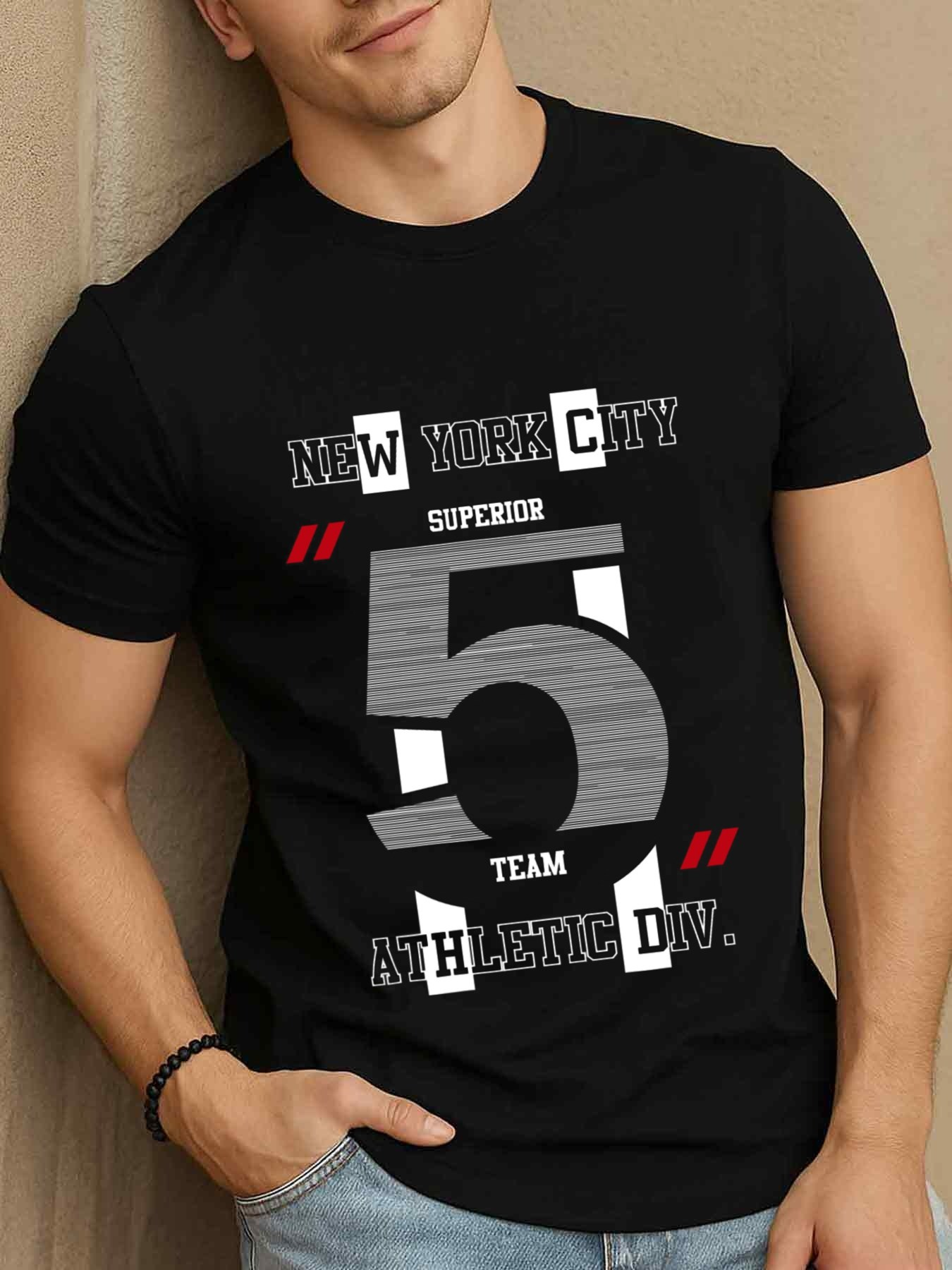 Men's Graphic T-Shirt New York City Superior Team Five With Urban Sport Elements