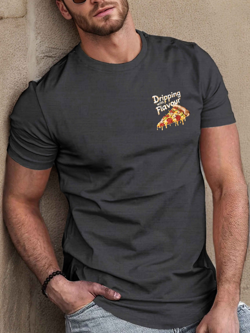 Men's Graphic T-Shirt Dripping Fire With Bright Orange Yellow Flames