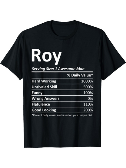 Men's Graphic T-Shirt Roy Awesome Man Stats Chart Parody Style T Shirt