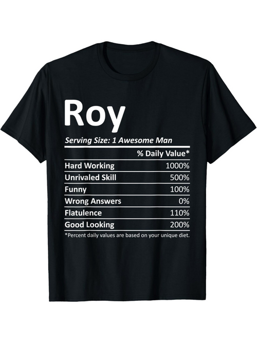 Men's Graphic T-Shirt Roy Awesome Man Stats Chart Parody Style T Shirt