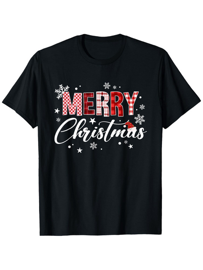 Men's Graphic T-Shirt Snowfall With Whimsical Letter Design And Festive Christmas Script T Shirt