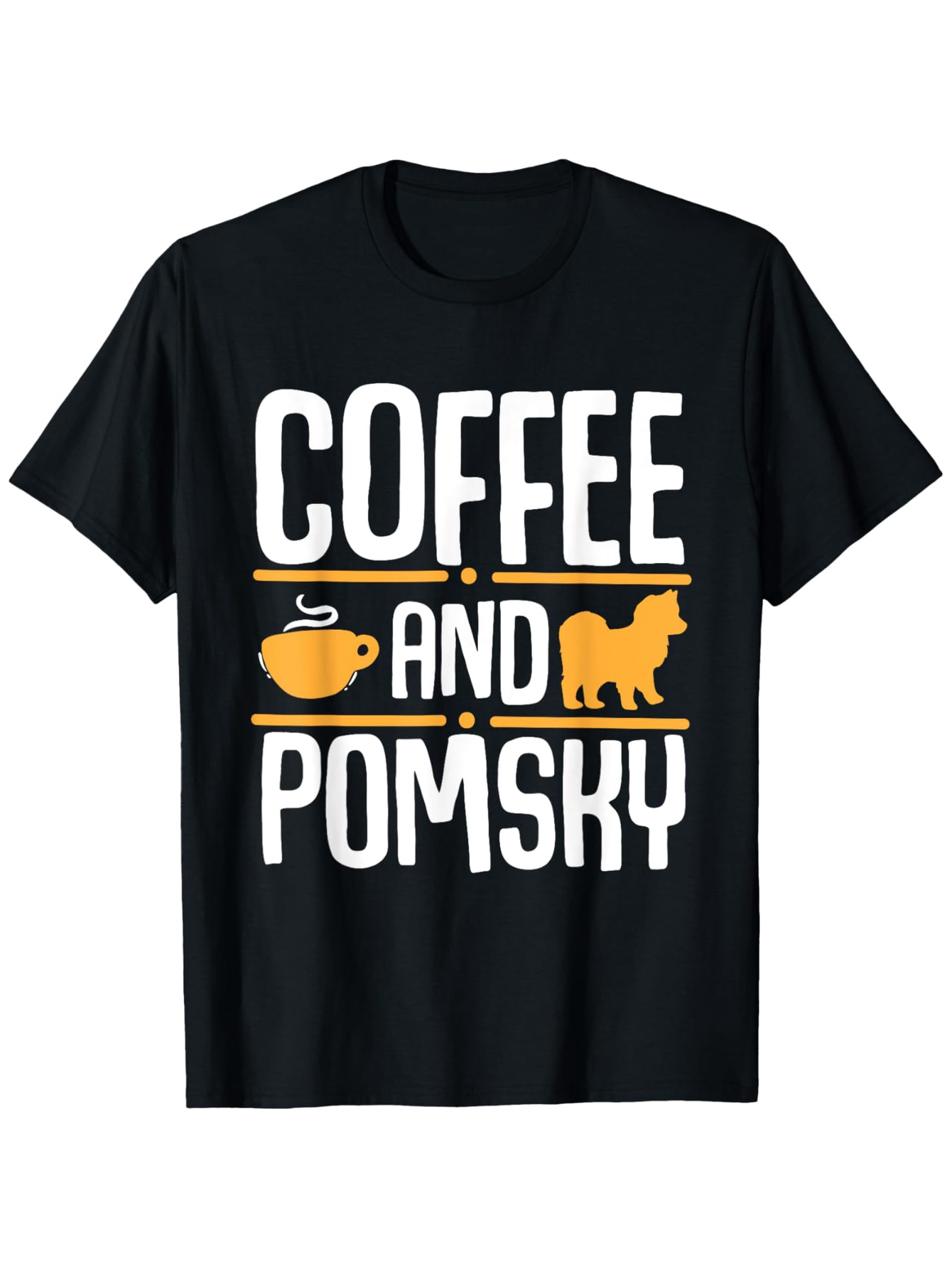 Men's Graphic T-Shirt Coffee And Pomsky Silhouette With Iconic Cup And Friendly Dog