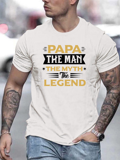 Men's Graphic T-Shirt Papa The Man The Myth The Legend Bold Block Graphic Legend