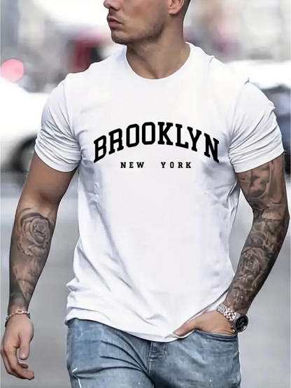 Men's Graphic T-Shirt Brooklyn New York Bold Lettering In Urban Minimal Style T Shirt