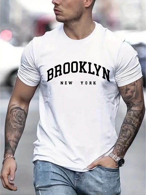 Men's Graphic T-Shirt Brooklyn New York Bold Lettering In Urban Minimal Style T Shirt