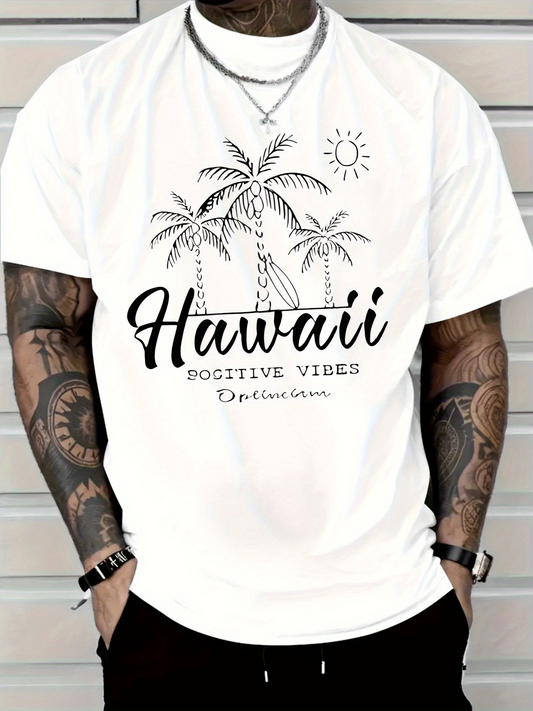 Men's Graphic T-Shirt Hawaii With Palm Trees Sun And Relaxed Vacation Vibes