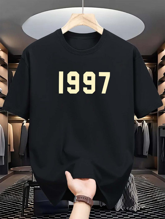 Men's Graphic T-Shirt Bold Retro Numbers On Classic Cotton Black T Shirt 1997