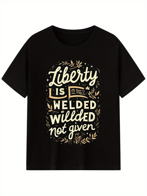 Men's Graphic T-Shirt Liberty Is Welded Not Given Surrounded By Golden Leaves T Shirt
