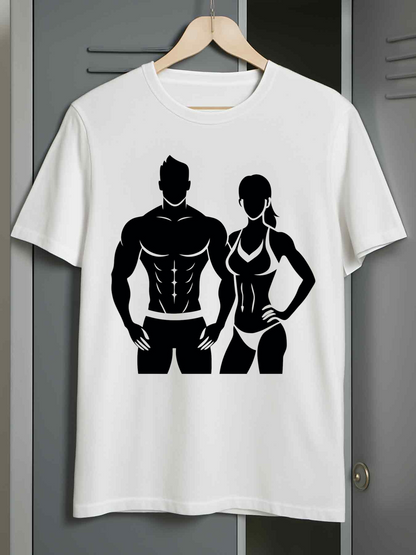 Men's Graphic T-Shirt Strong Human Silhouettes Under Bright Studio Lighting Fitness Couple