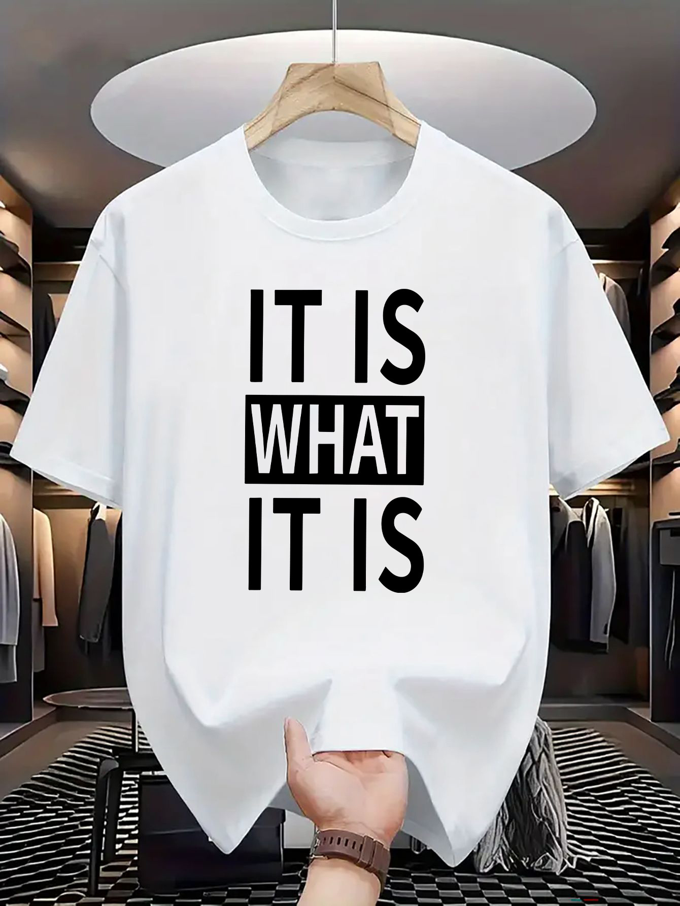 Men's Graphic T-Shirt It Is What It Is Bold Black Lettering On Minimal Graphic Statement Shirt