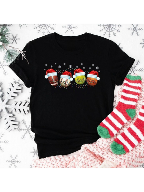 Men's Graphic T-Shirt Christmas Desserts With Festive Santa Hats And Sparkling Snow Cupcakes