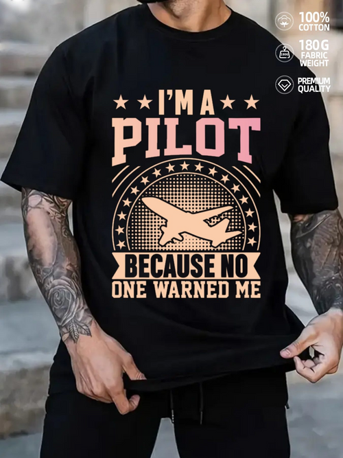 Men's Graphic T-Shirt Im A Pilot Surrounded By Stars And Flying In Retro Dot Skyline Airplane