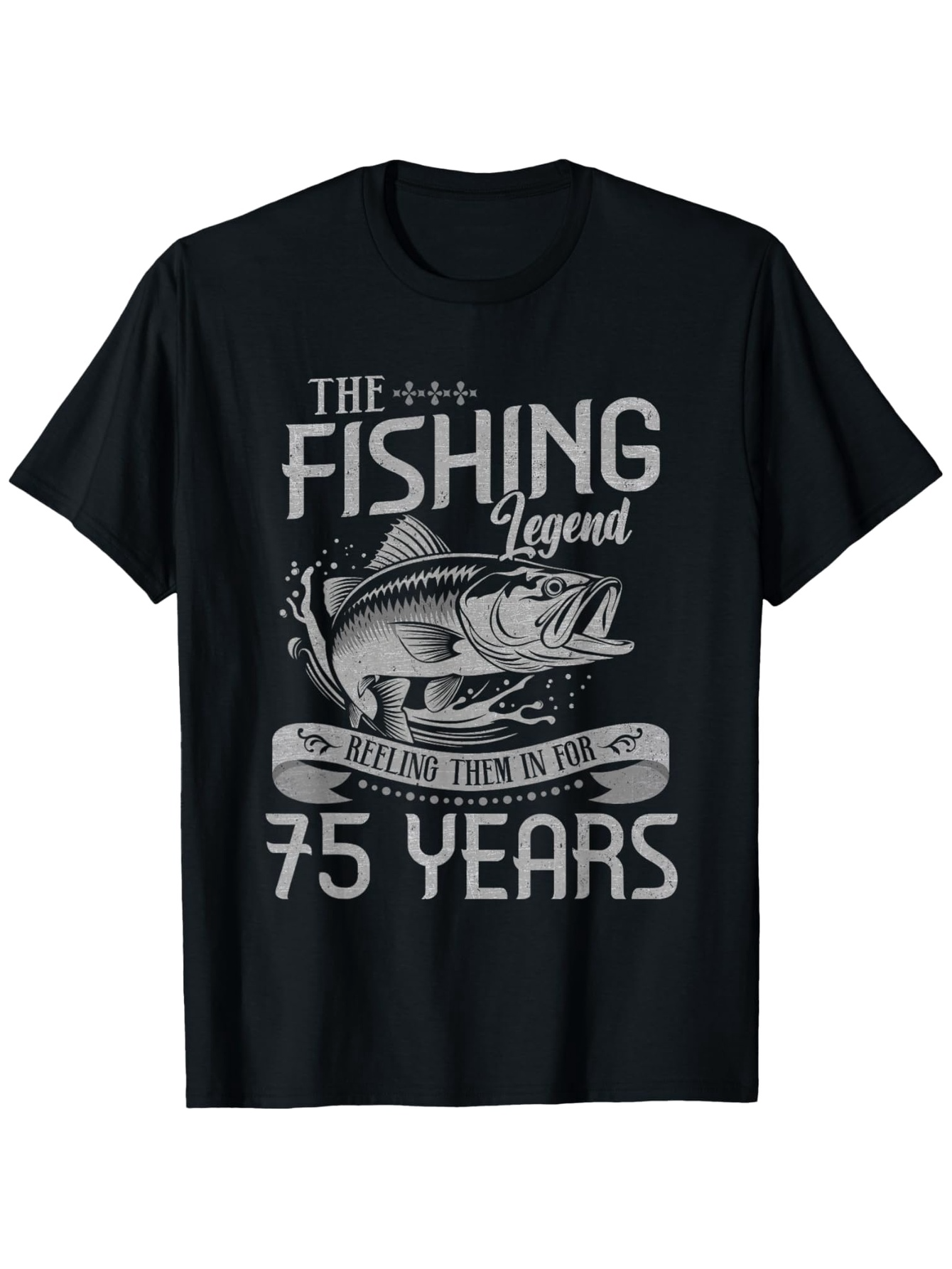Men's Graphic T-Shirt The Fishing Legend Bold Text With Jumping Fish Among Dynamic Rippling Water