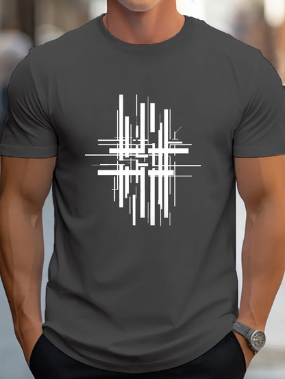 Men's Graphic T-Shirt Dynamic Abstract Lines In High Contrast Overlapping Pattern