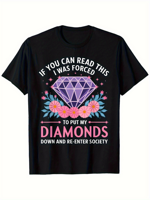 Men's Graphic T-Shirt If You Can Read This Purple Gem Surrounded By Pink Flowers Diamond