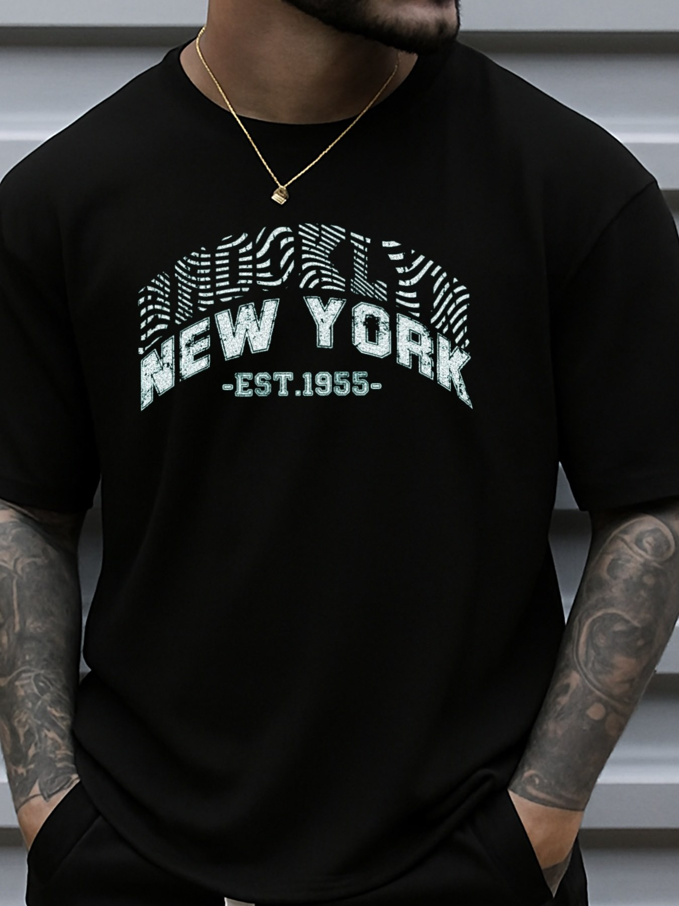 Men's Graphic T-Shirt Brooklyn New York Est 1955 Retro Block Lettering T Shirt