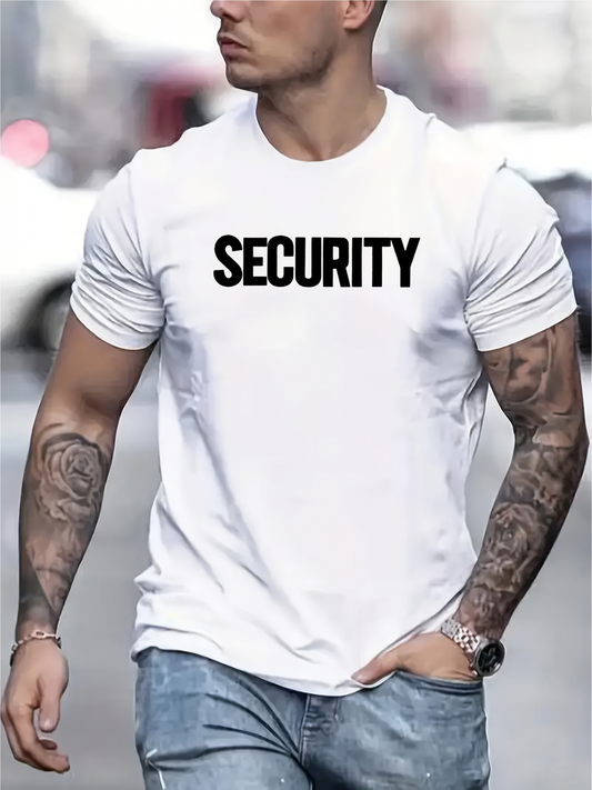 Men's Graphic T-Shirt Security Bold Black Text On Clean White T Shirt Design