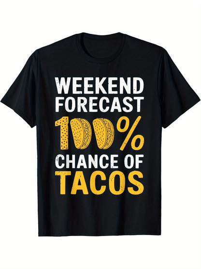 Men's Graphic T-Shirt Weekend Forecast One Hundred Percent Yellow Patterned Taco