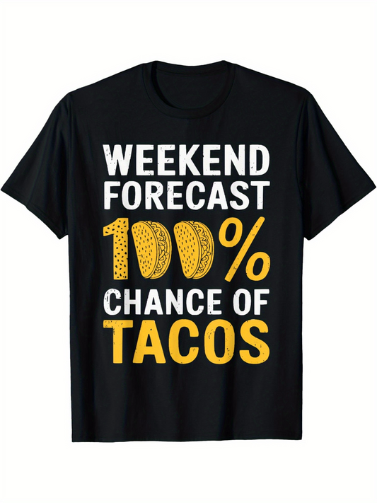 Men's Graphic T-Shirt Weekend Forecast One Hundred Percent Yellow Patterned Taco