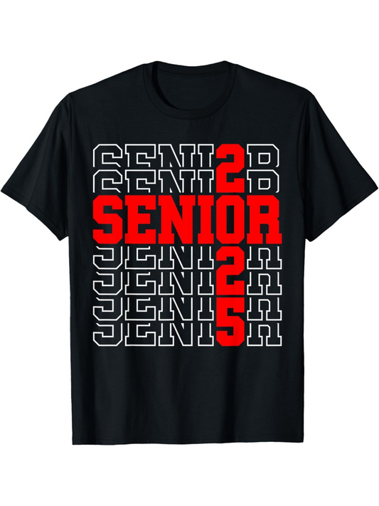 Men's Graphic T-Shirt Senior 25 Bold Red Block Numbers Senior