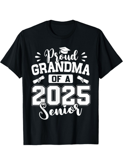 Men's Graphic T-Shirt Proud Grandma Of A 2025 Senior With Graduation Cap And Scroll Design