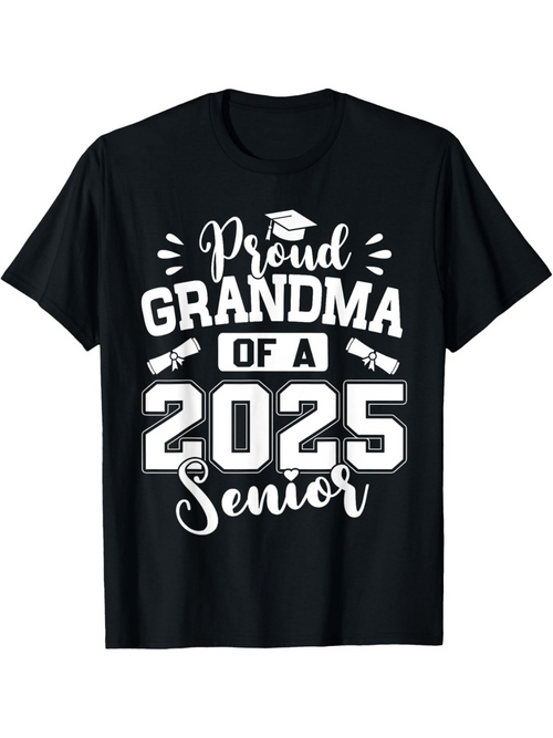 Men's Graphic T-Shirt Proud Grandma Of A 2025 Senior With Graduation Cap And Scroll Design