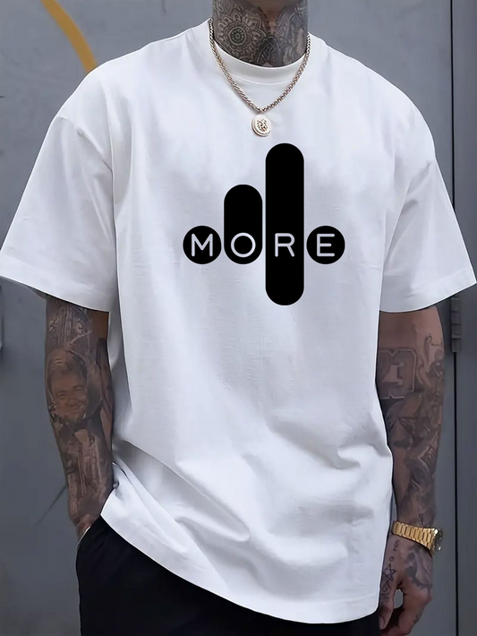 Men's Graphic T-Shirt Minimal Style With Bold Black Shapes And Modern Lettering More