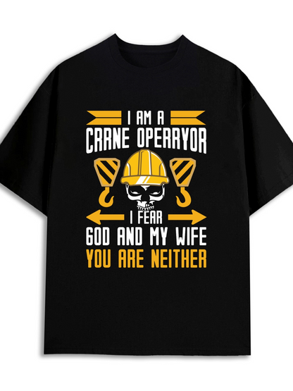 Men's Graphic T-Shirt I Am A Crane Operator With Skull Helmet And Construction Tools