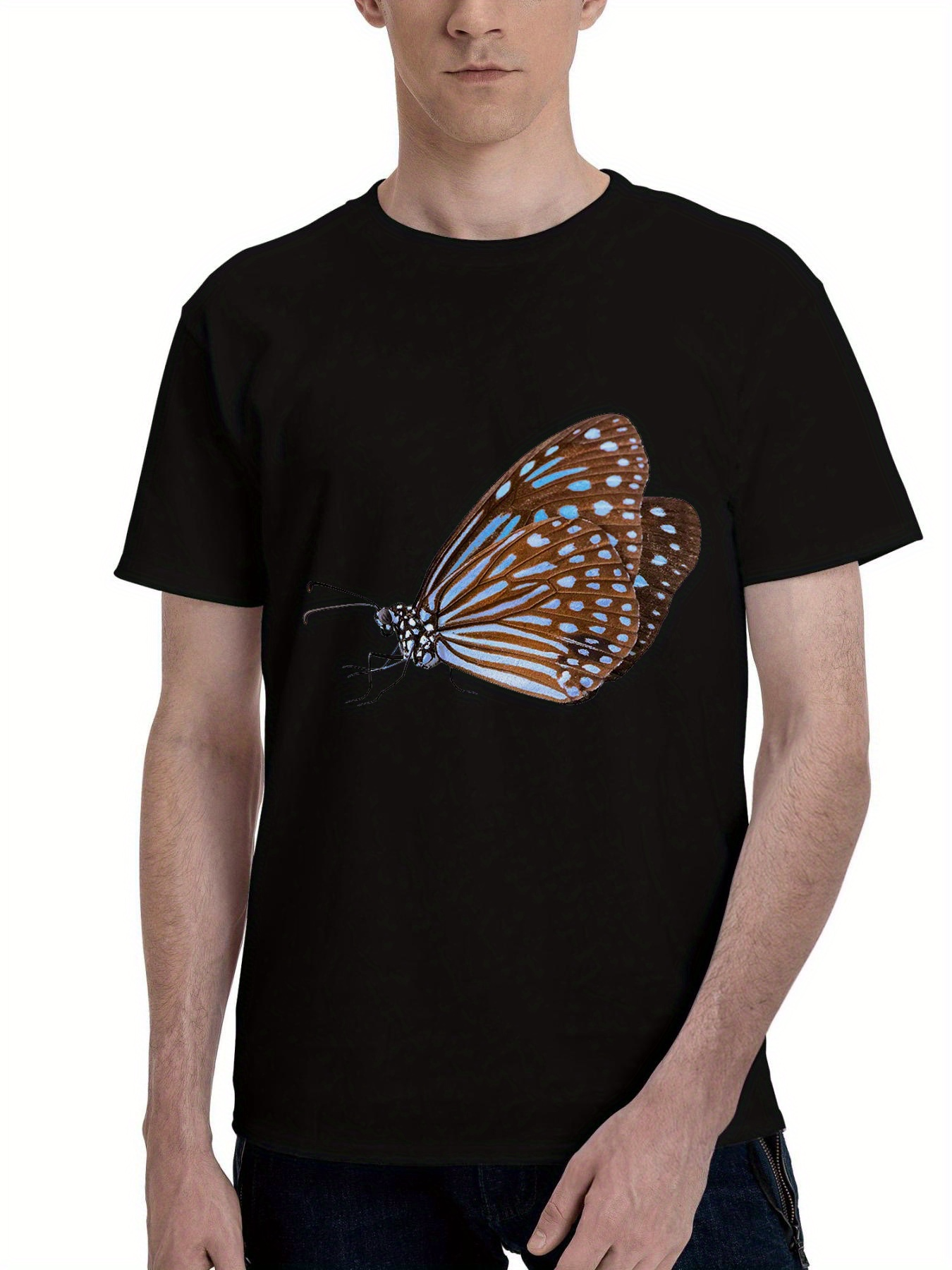 Men's Graphic T-Shirt Colorful Wings Fluttering With Elegant Radiant Details Butterfly